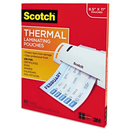 SCOTCH Scotch TP3854-100 Letter size thermal laminating pouches  3 mil  11.5 x 9  100 per pack TP3854-100